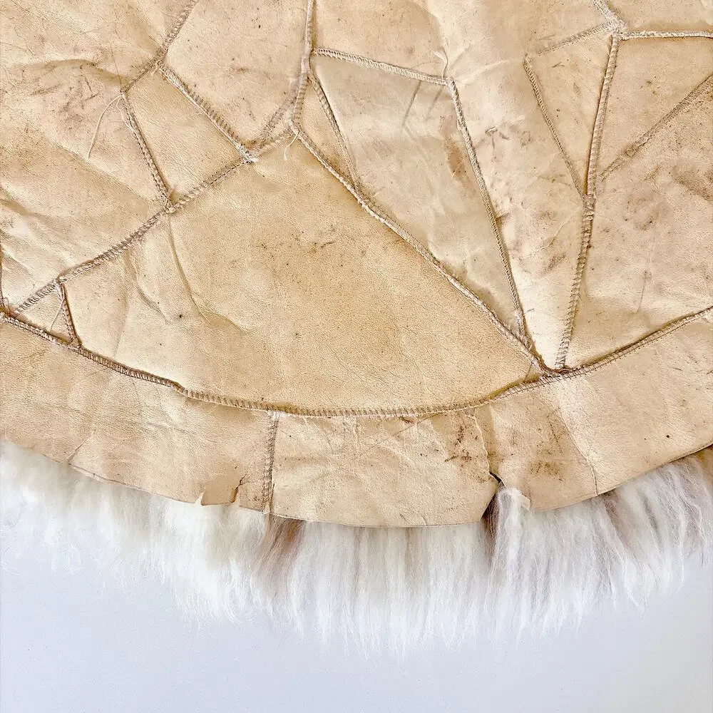 SOUTH AMERICAN ROUND PATCHWORK ALPACA FUR RUG